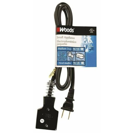 WOODS CCI 0290 Extension Cord, 6 ft L, 15 A, 125 V, Black 550290